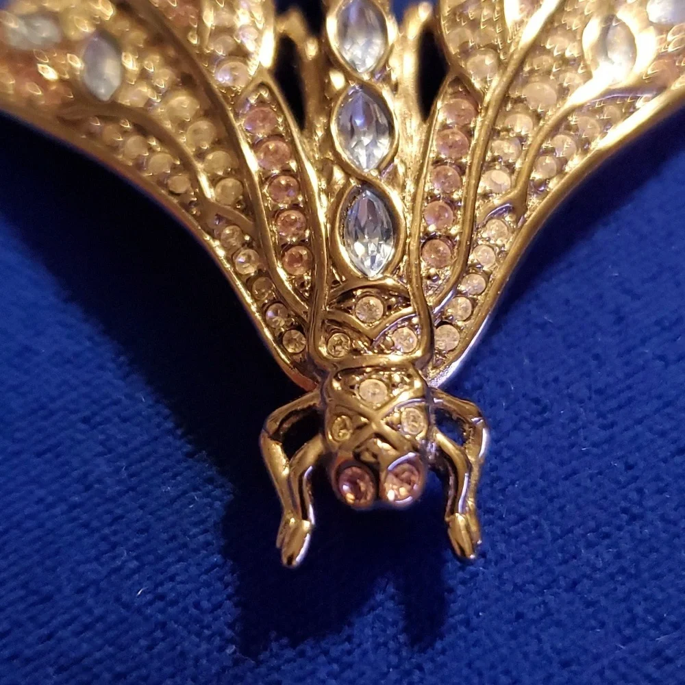 Rare Vintage Swarovski Crystal Art Deco Dragonfly Brooch Pin - Picture 6 of 8